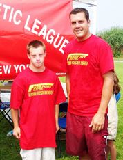 An athlete and his volunteer